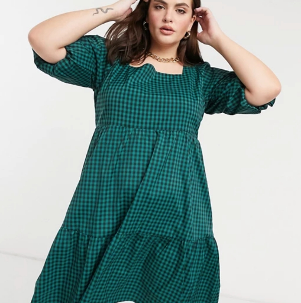 Green Checkered Women's Dress